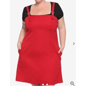 Hot Topic Red Heart Buckle Pinafore Dress Plus Size 1 Nwot